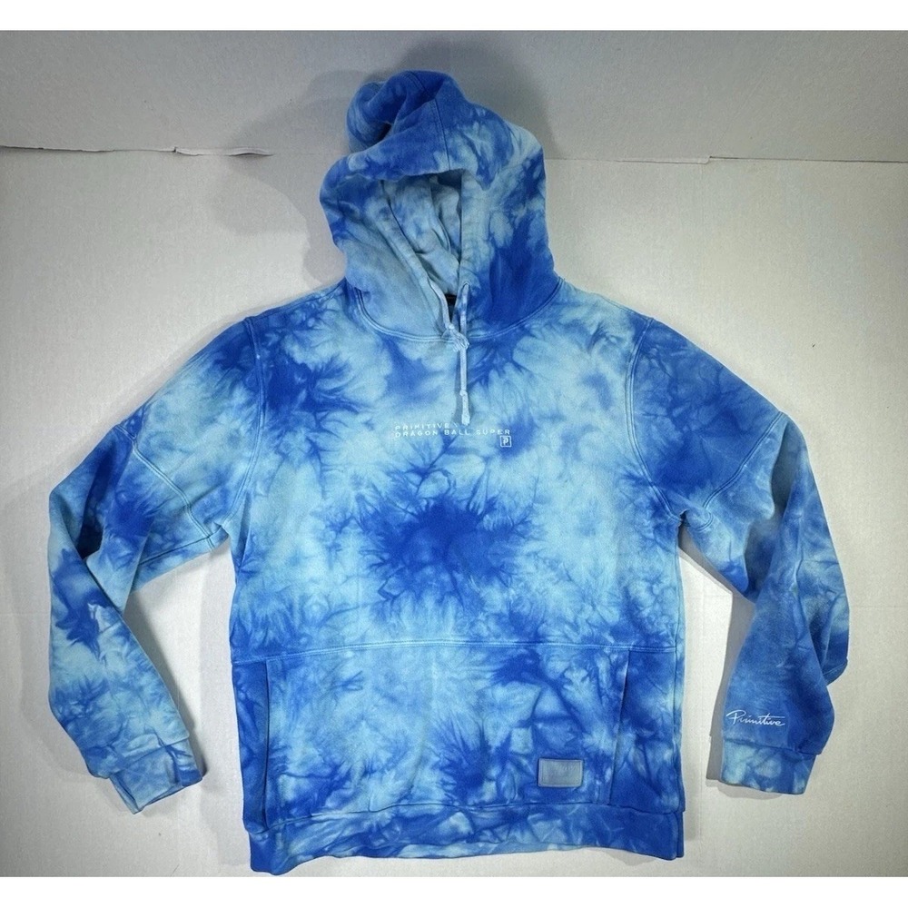Primitive x Dragon Ball Super Hoodie Blue Tie Dye Medium Goku Vegeta Anime
